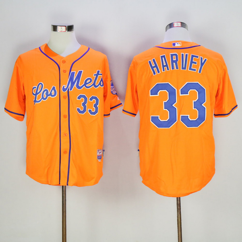 Men New York Mets #33 Harvey Orange MLB Jerseys->new york mets->MLB Jersey